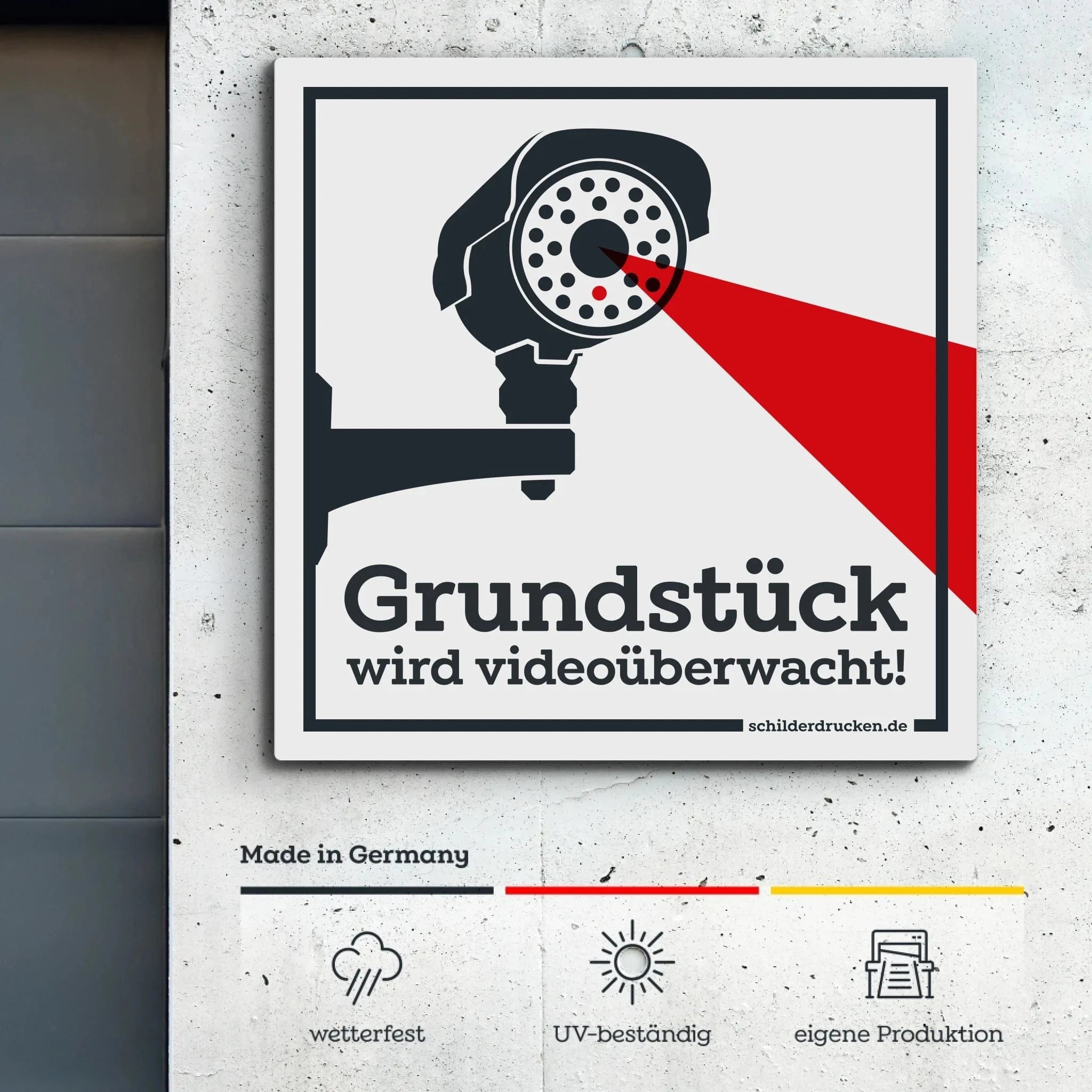 Videoüberwacht Customizer Dibond – Alu-Verbundplatte / 3 mm / 15 x 15 cm online drucken lassen bei TeeInBlue