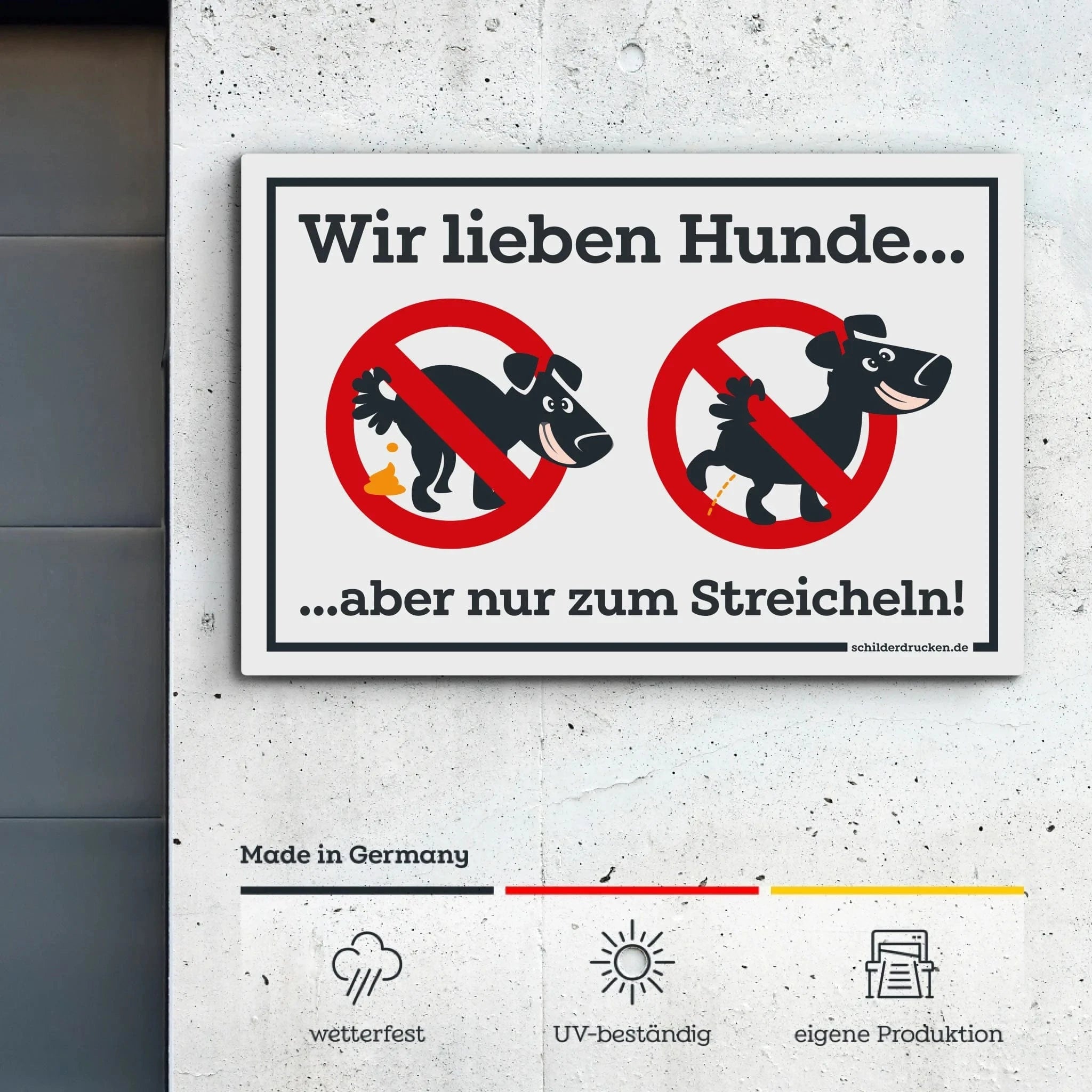 Kein Hundeklo – wir lieben Hunde! Forex – Hartschaumplatte / 5 mm / 20 x 13 cm online drucken lassen bei TeeInBlue