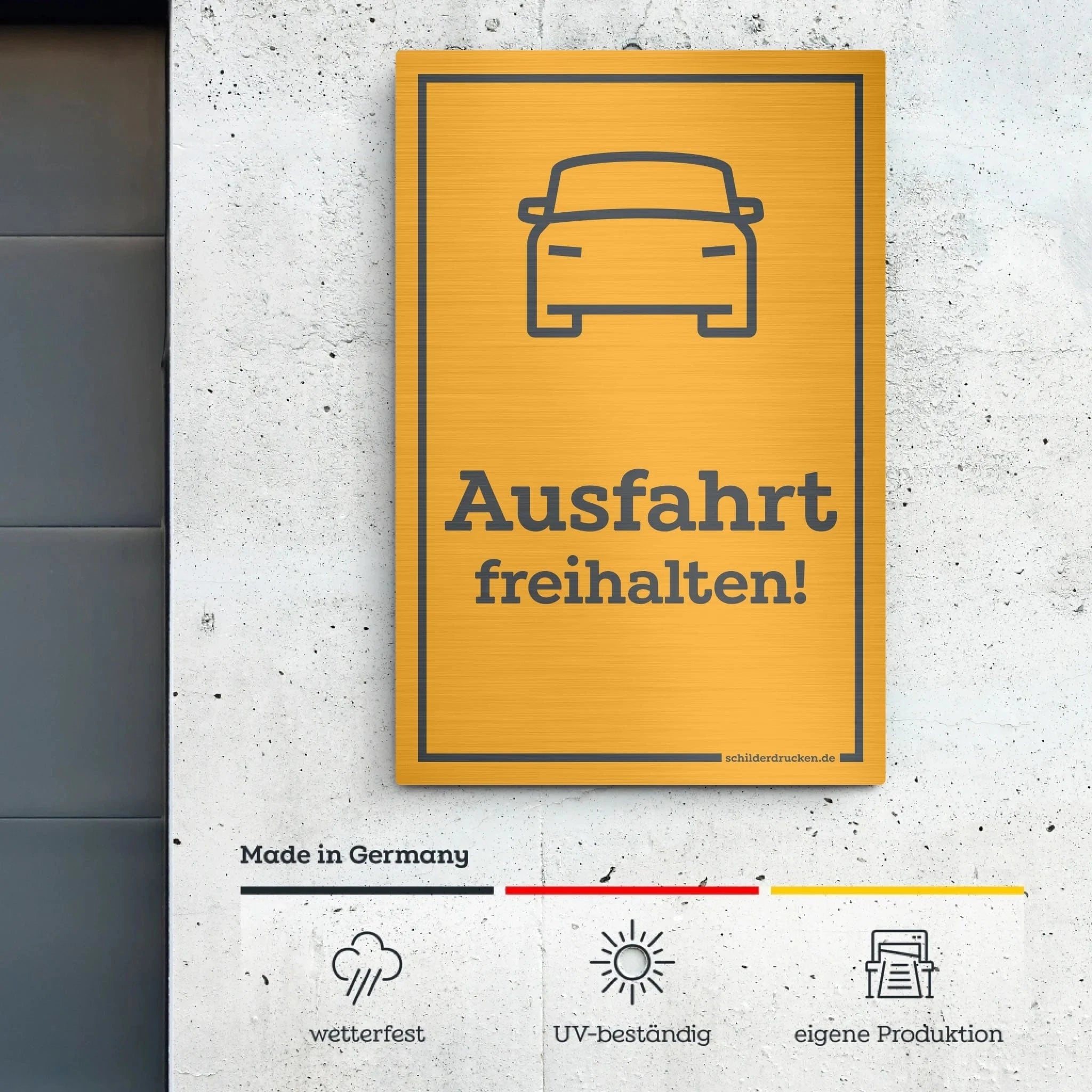 Ausfahrt freihalten Customizer Butlerfinish – Alu-Verbundplatte / 3 mm / 13 x 20 cm online drucken lassen bei TeeInBlue