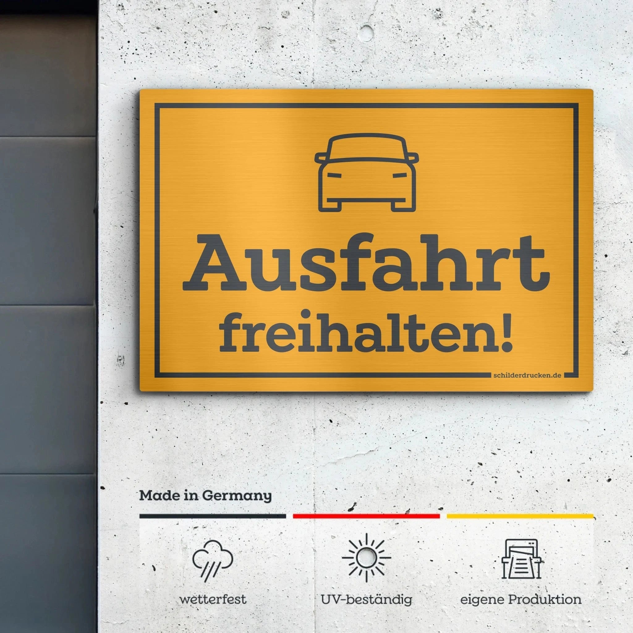 Ausfahrt freihalten Customizer Butlerfinish – Alu-Verbundplatte / 3 mm / 20 x 13 cm online drucken lassen bei TeeInBlue