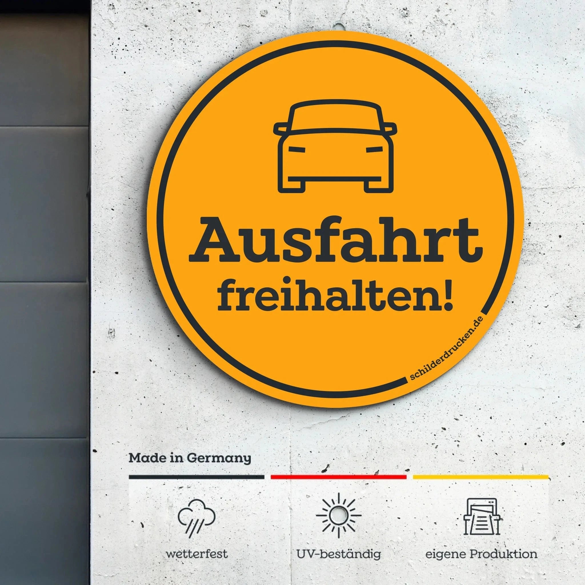 Ausfahrt freihalten Customizer ChromaLuxe – Aluminiumplatte / 1 mm / 20,3 x 20,3 cm – rund online drucken lassen bei TeeInBlue