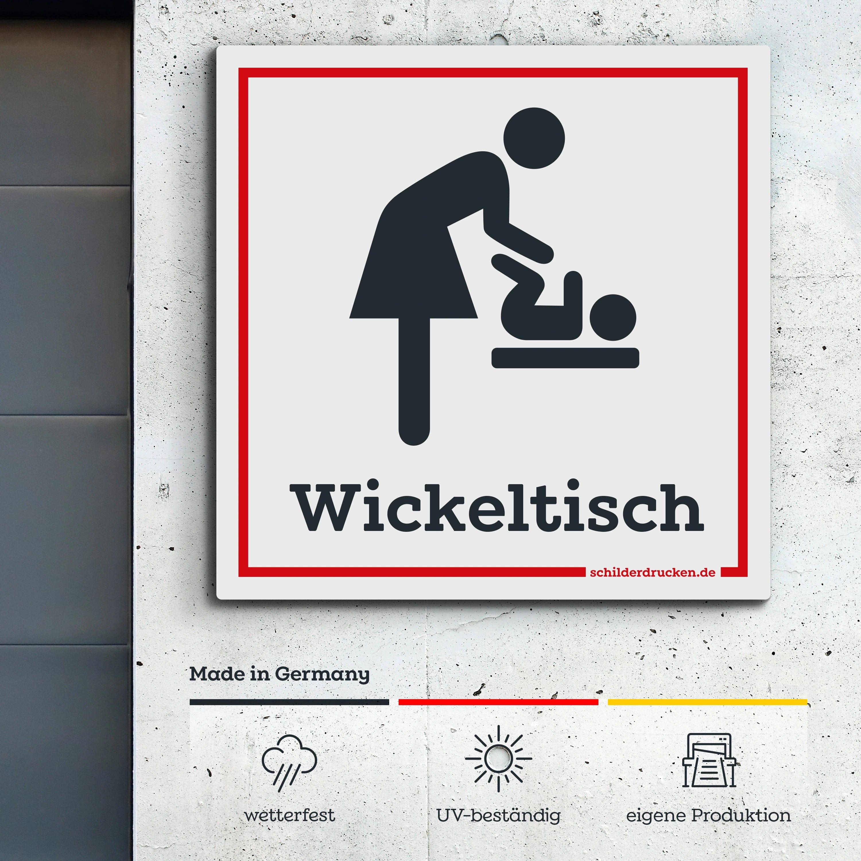 schilderdrucken.de Hinweisschild Wickeltisch in weiß