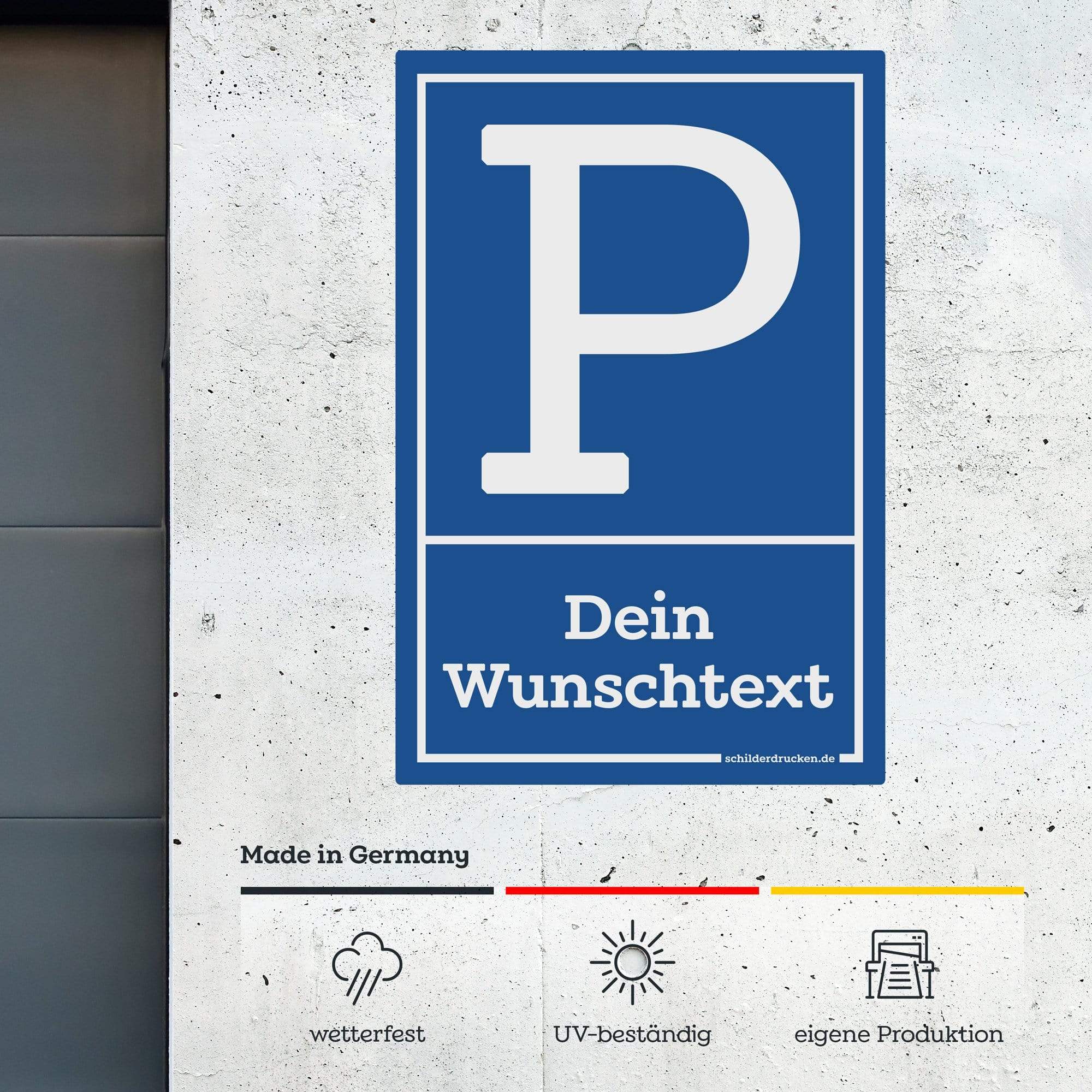 Parkplatzschild – individueller Text 10 x 15 cm / weiss / Alu-Dibond online drucken lassen bei schilderdrucken.de