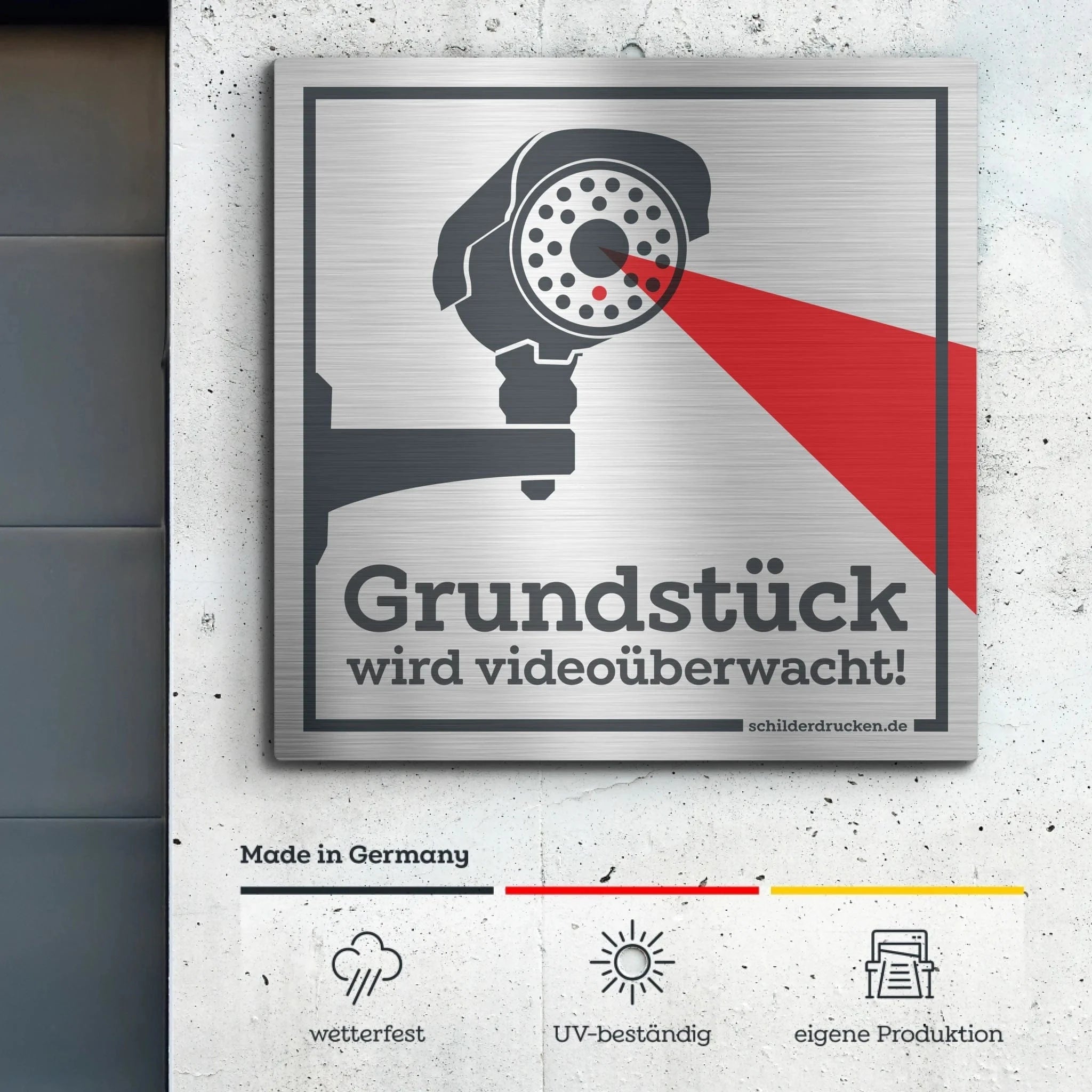 Videoüberwacht Customizer Butlerfinish – Alu-Verbundplatte / 3 mm / 15 x 15 cm online drucken lassen bei TeeInBlue