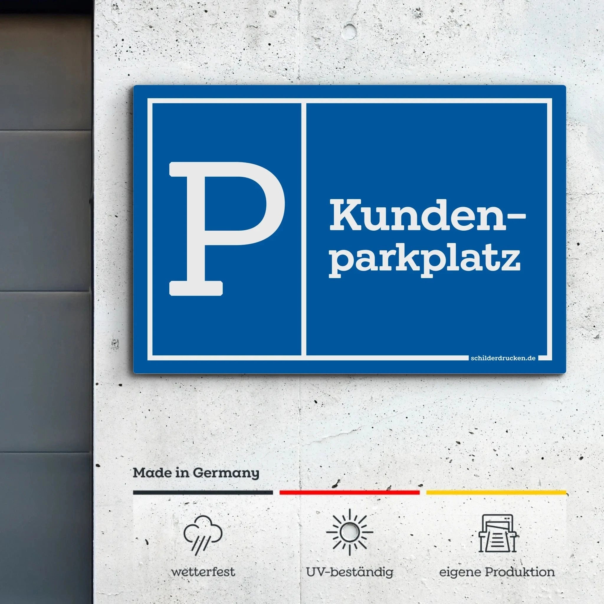 Parkplatzschild Customizer Signicolor – Vollaluminiumplatte / 2 mm / 20 x 13 cm online drucken lassen bei TeeInBlue