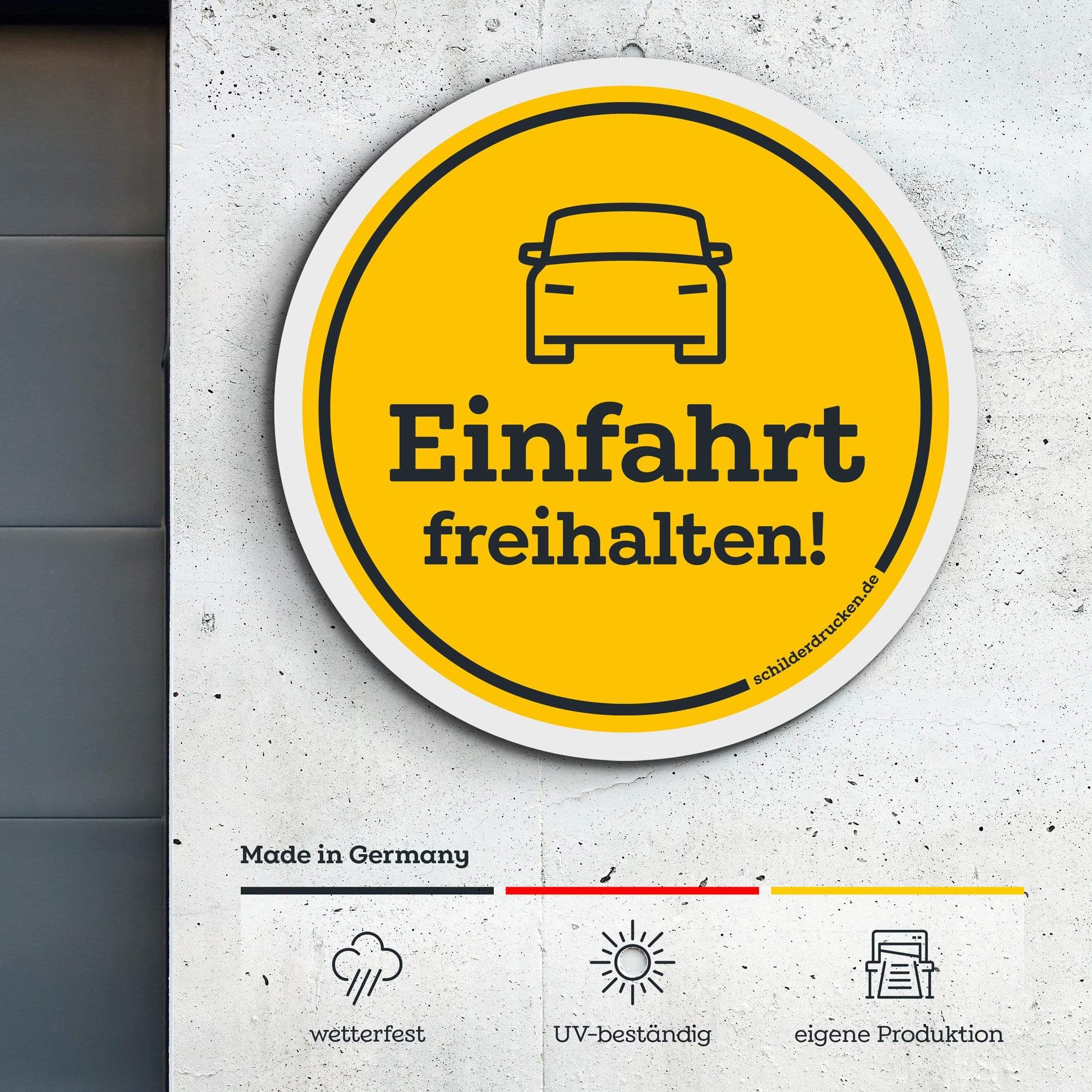 Fahrzeuge "Einfahrt freihalten!" 10 x 10 cm / weiss / Alu-Dibond online drucken lassen bei schilderdrucken.de