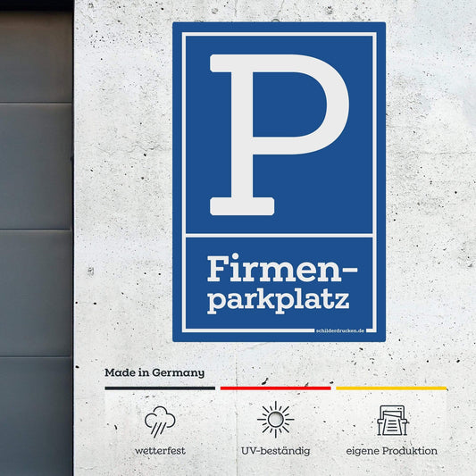 Firmenparkplatz 10 x 15 cm / weiss / Alu-Dibond online drucken lassen bei schilderdrucken.de
