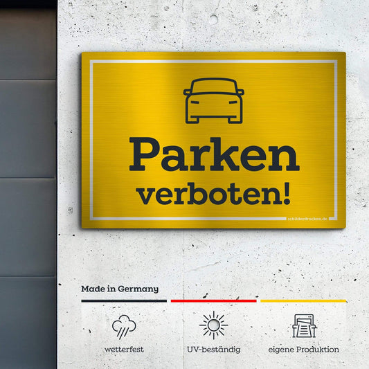 Fahrzeuge "Parken verboten!" 10 x 15 cm / silber gebürstet / Alu-Dibond online drucken lassen bei schilderdrucken.de