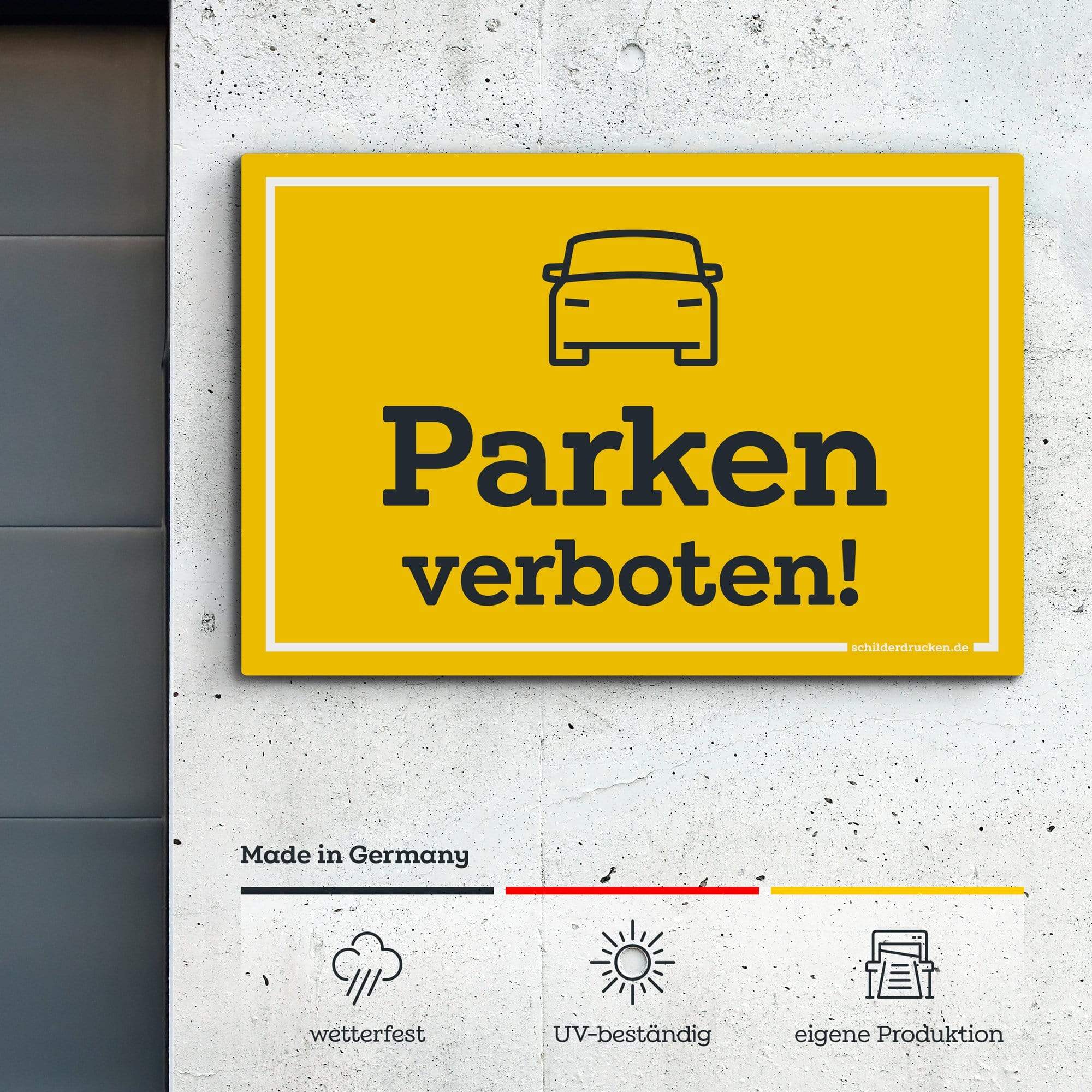 Fahrzeuge "Parken verboten!" 10 x 15 cm / weiss / Alu-Dibond online drucken lassen bei schilderdrucken.de