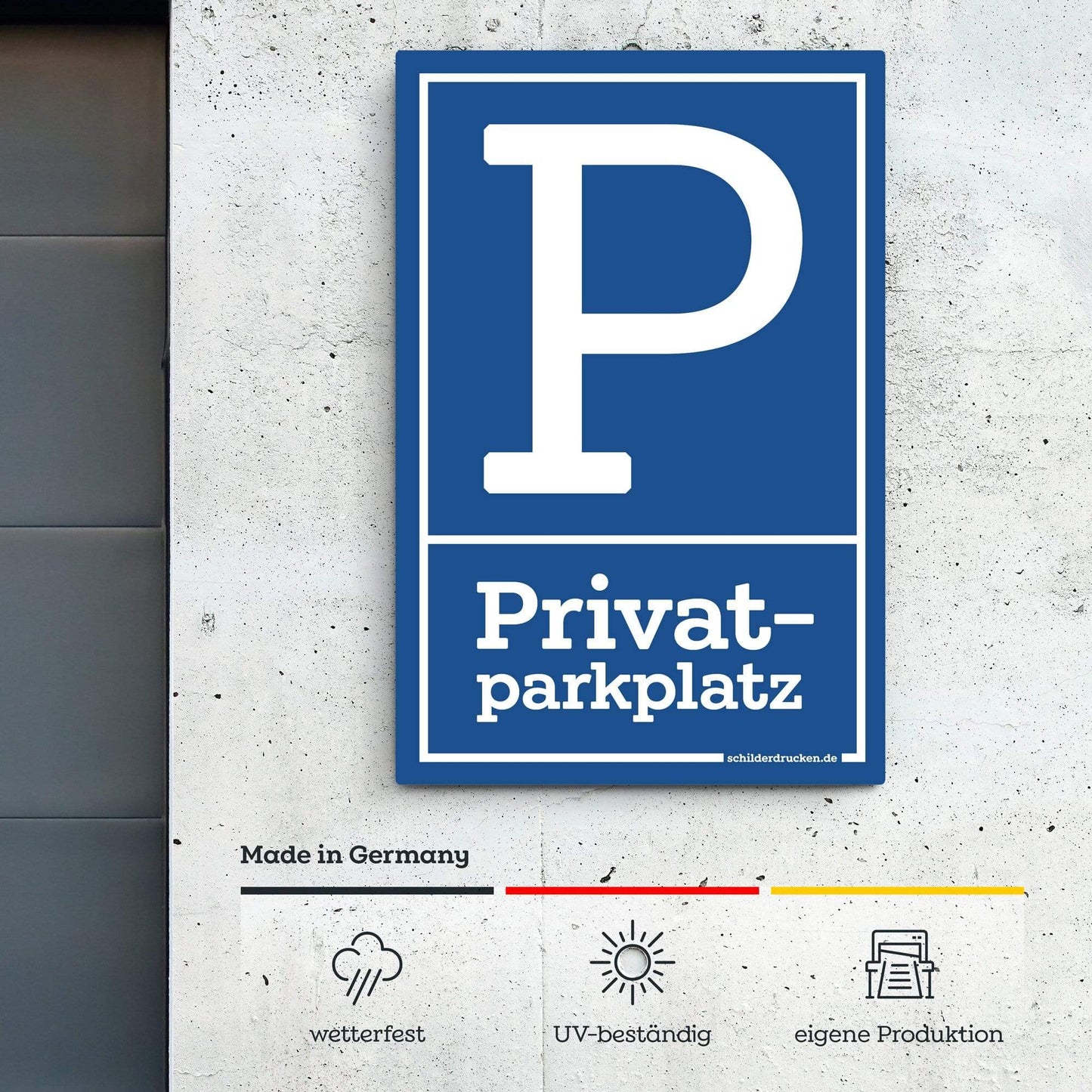 Privatparkplatz 10 x 15 cm / weiss / Alu-Dibond online drucken lassen bei schilderdrucken.de